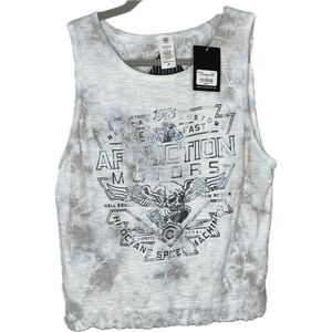 AFFLICTION Alchemist Open Back Tank Top, Color: White Grey Crystal Wash, Med, NW